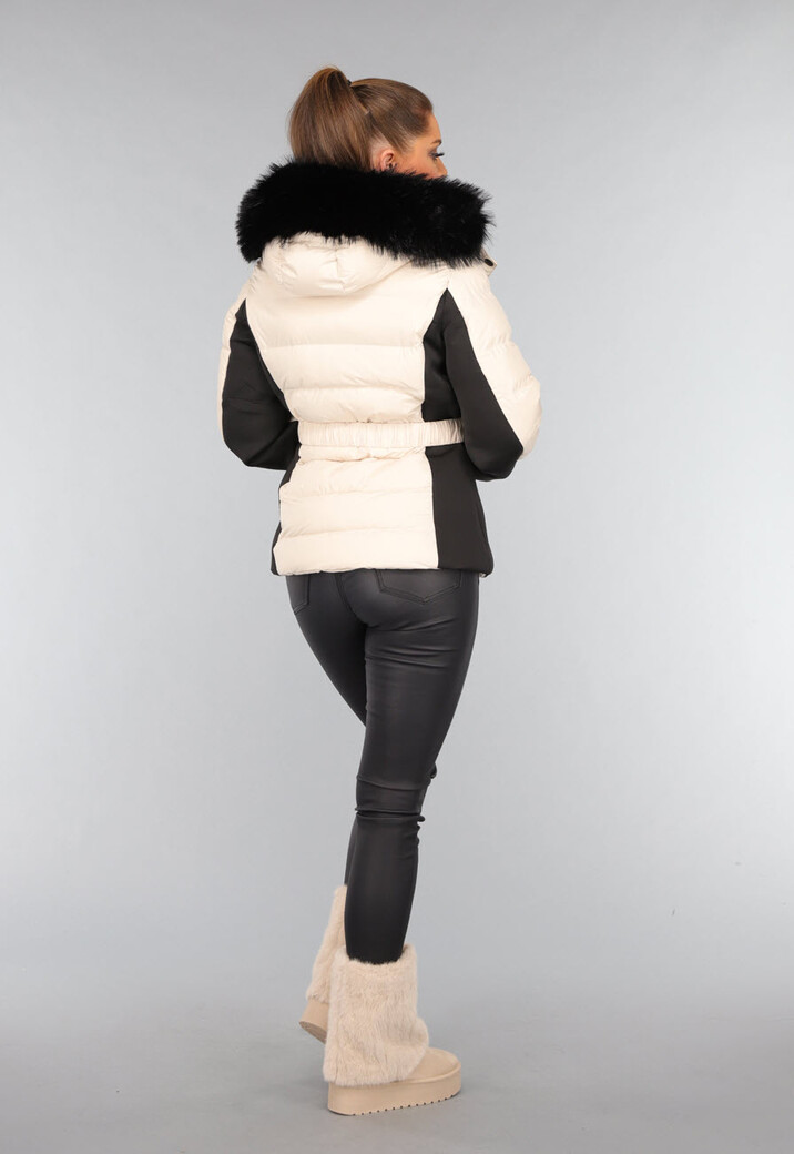 Beige Faux Fur Laarzen met Plateau