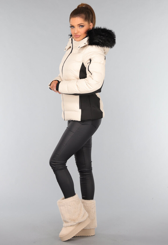 Beige Faux Fur Laarzen met Plateau