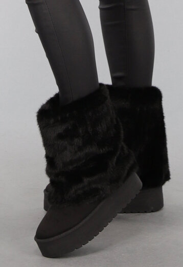 OP=OP! Zwarte Imitatie Bont Snowboots