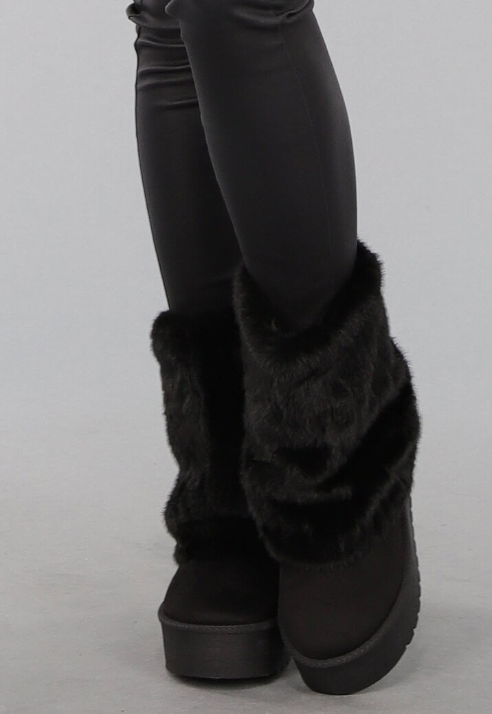 Zwarte Imitatie Bont Snowboots