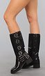 Zwarte Bikerboots met Gesp Details