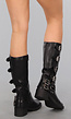Zwarte Bikerboots met Gesp Details