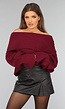 Burgundy Off Shoulder Trui