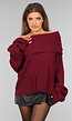 Burgundy Off Shoulder Trui