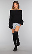 Zwarte Zachte Off Shoulder Trui