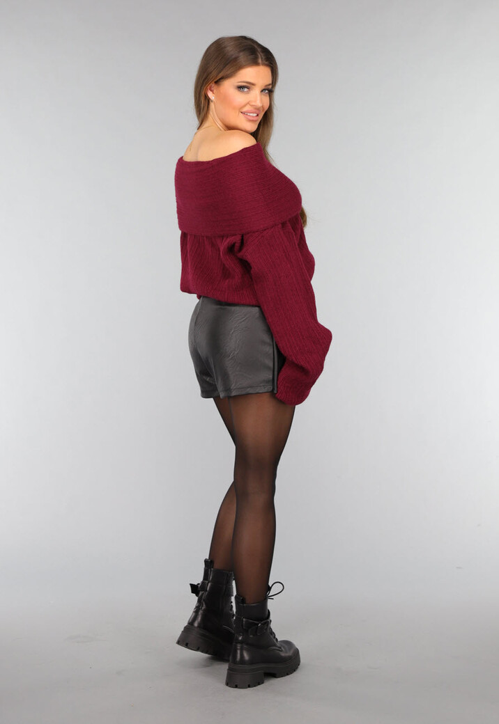 Burgundy Off Shoulder Trui