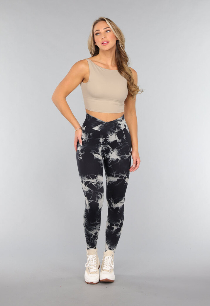 Print Stretch Overslag Legging met Tie Dye