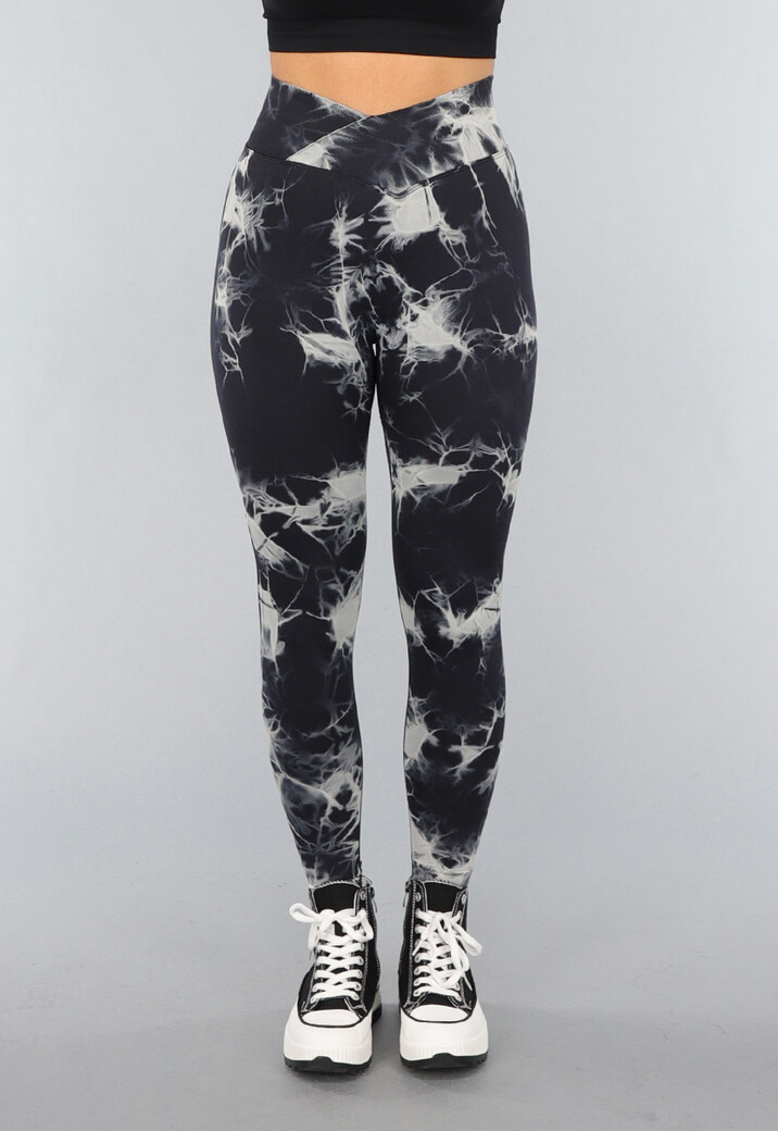 Print Stretch Overslag Legging met Tie Dye