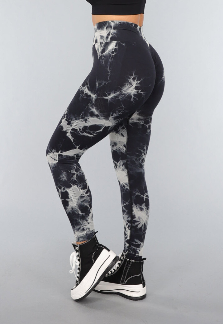 Print Stretch Overslag Legging met Tie Dye
