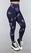 Navy Sportlegging met Tie Dye Print