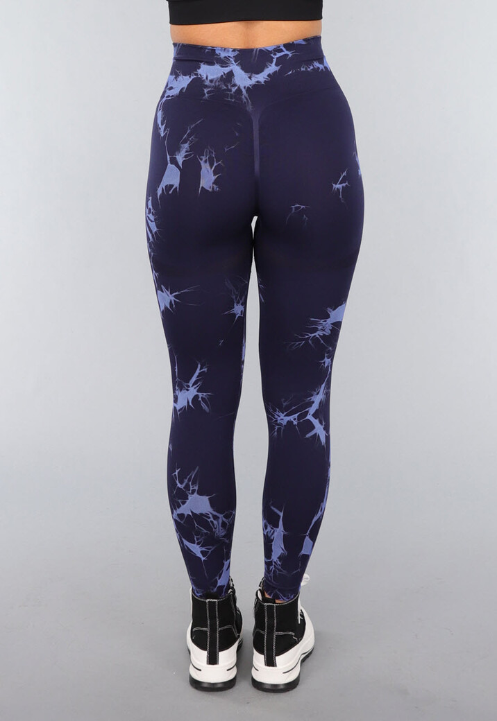 Navy Sportlegging met Tie Dye Print