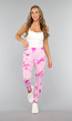 Tie Dye Roze Fitness Legging met Compressie Band