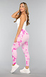 Tie Dye Roze Fitness Legging met Compressie Band