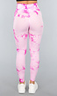Tie Dye Roze Fitness Legging met Compressie Band
