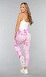 Tie Dye Roze Fitness Legging met Compressie Band