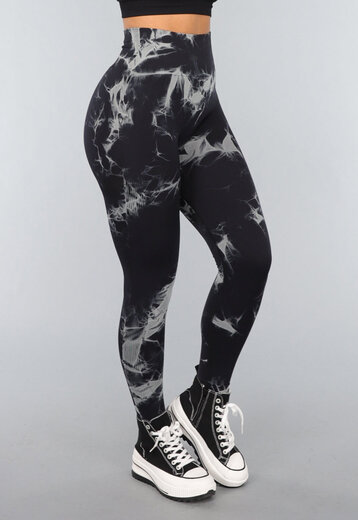 Tie Dye Gym Legging in Zwart met Push Up