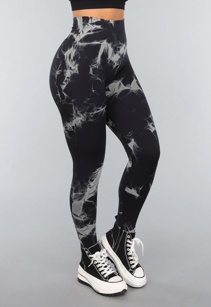 Tie Dye Gym Legging in Zwart met Push Up