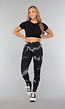 Tie Dye Gym Legging in Zwart met Push Up
