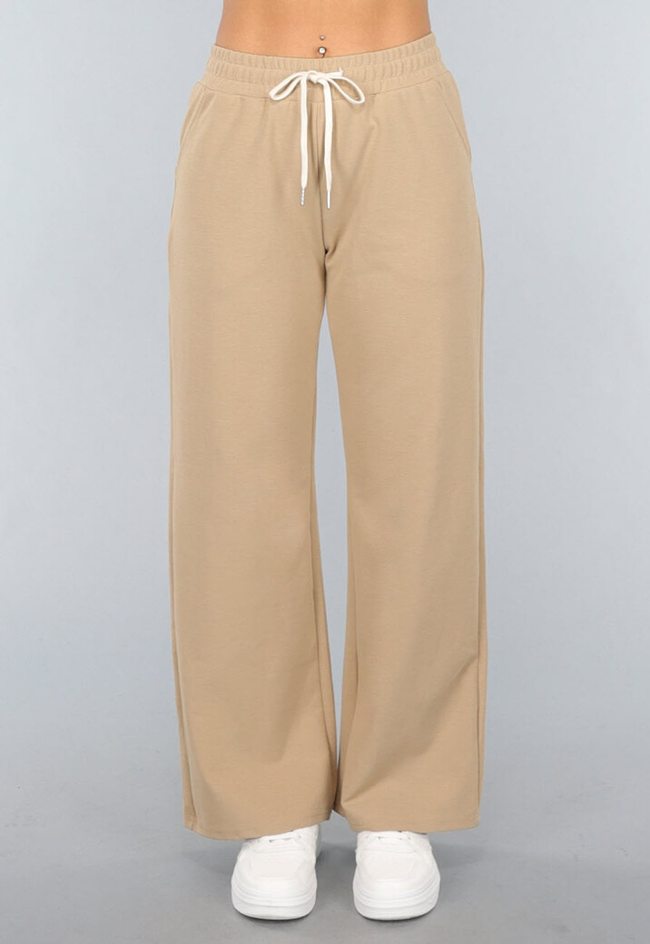 Beige Wide Leg Joggingbroek