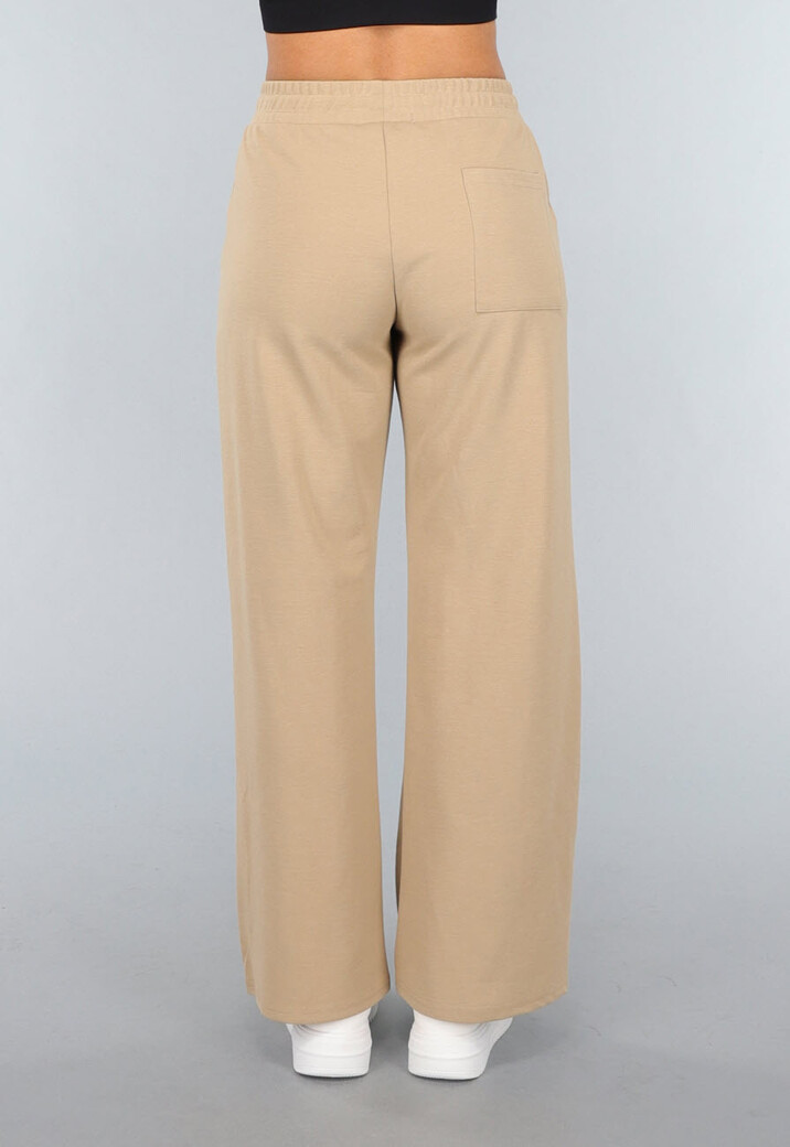 Beige Wide Leg Joggingbroek
