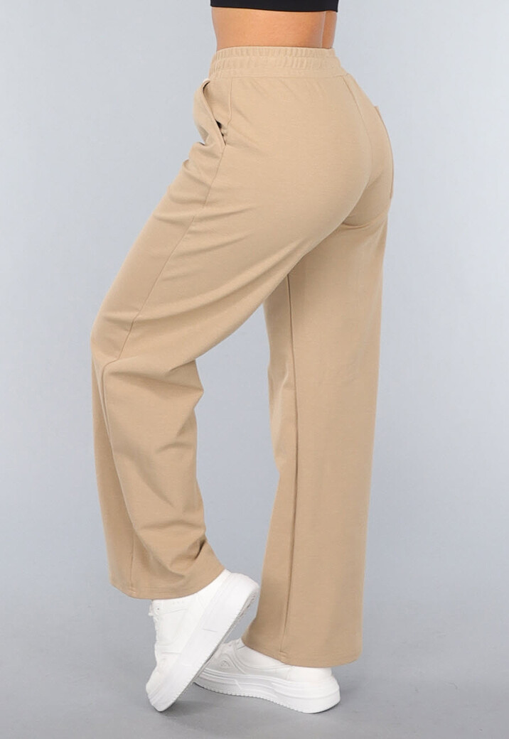 Beige Wide Leg Joggingbroek
