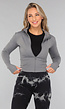 Grijze Sport Yoga Jas met Hoge Kraag