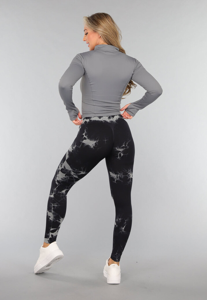 Grijze Sport Yoga Jas met Hoge Kraag