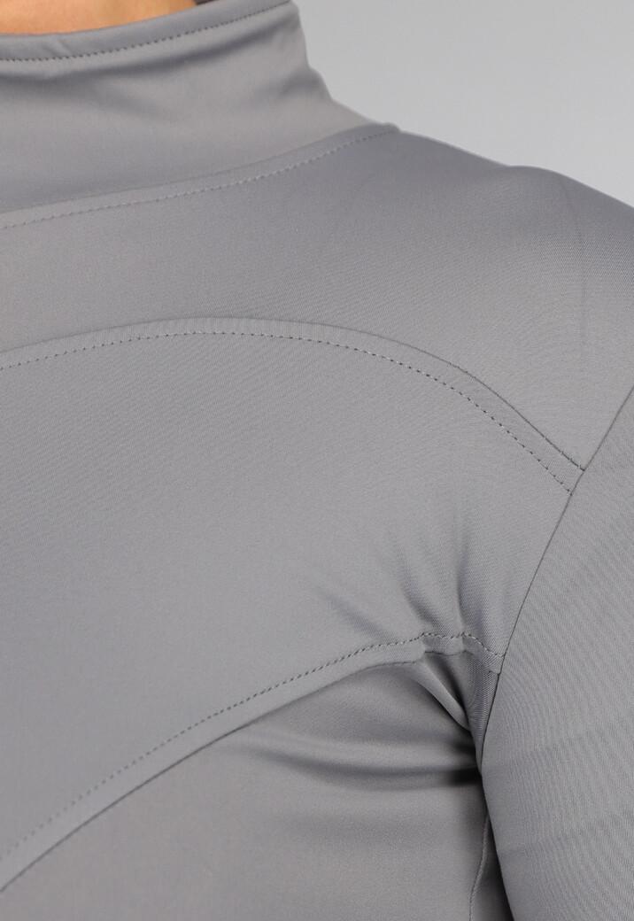 Grijze Sport Yoga Jas met Hoge Kraag