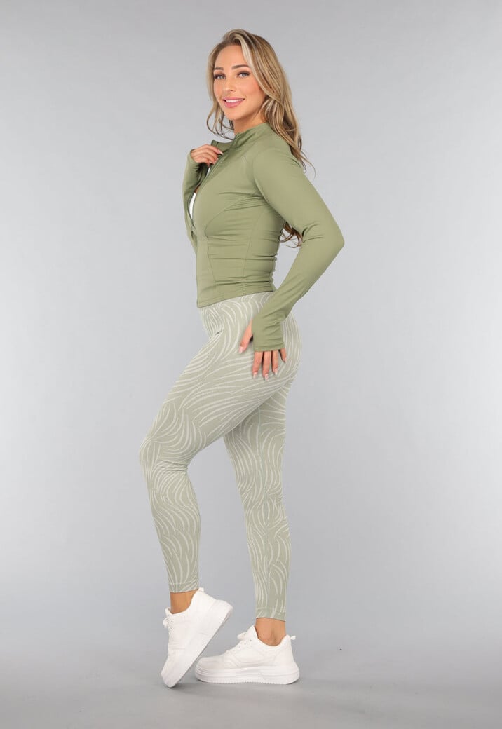 Khaki Trainingsjack met Duimgaten