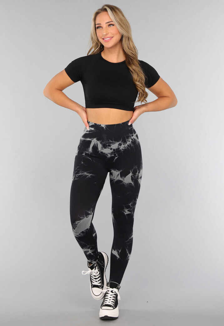 Zwart Sporttopje met Korte Mouwen