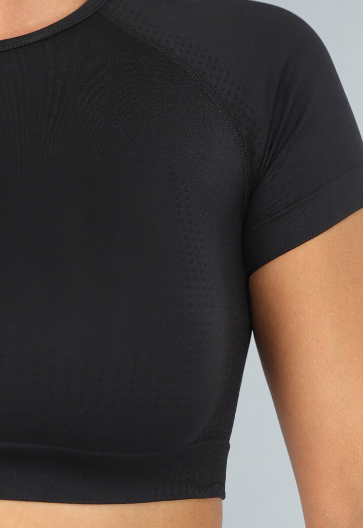 Zwart Sporttopje met Korte Mouwen