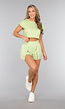 Groene Loose Fit Sporttop met Korte Mouwen