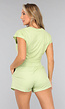 Groene Loose Fit Sporttop met Korte Mouwen