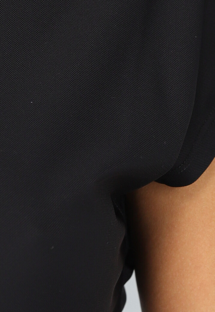 Zwarte Cropped Korte Mouwen Sporttop