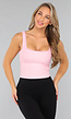 Roze Rib Croptop met Padding