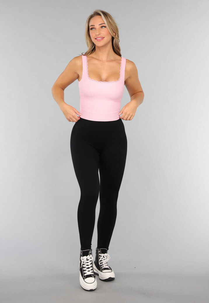 Roze Rib Croptop met Padding