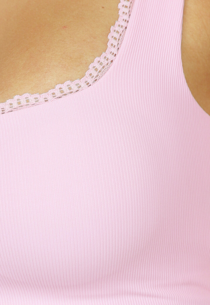 Roze Rib Croptop met Padding