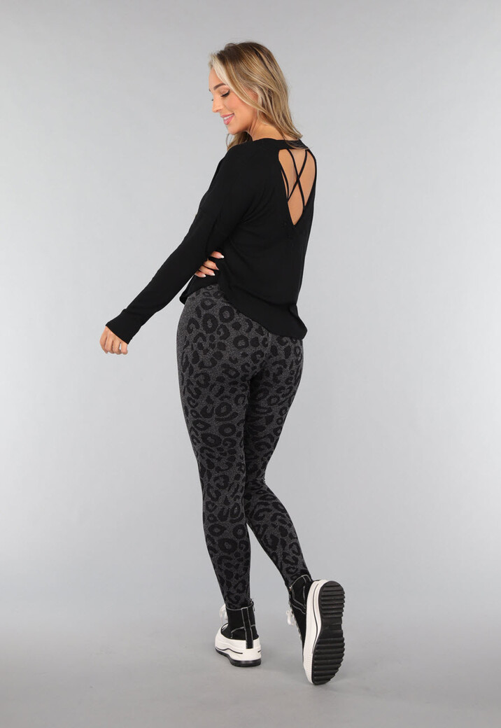 Zwarte Sportieve Top met Open Rug