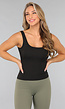 Zwarte Rib Tanktop met Pads