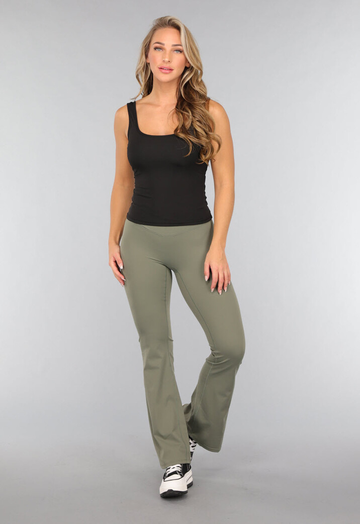 Zwarte Rib Tanktop met Pads