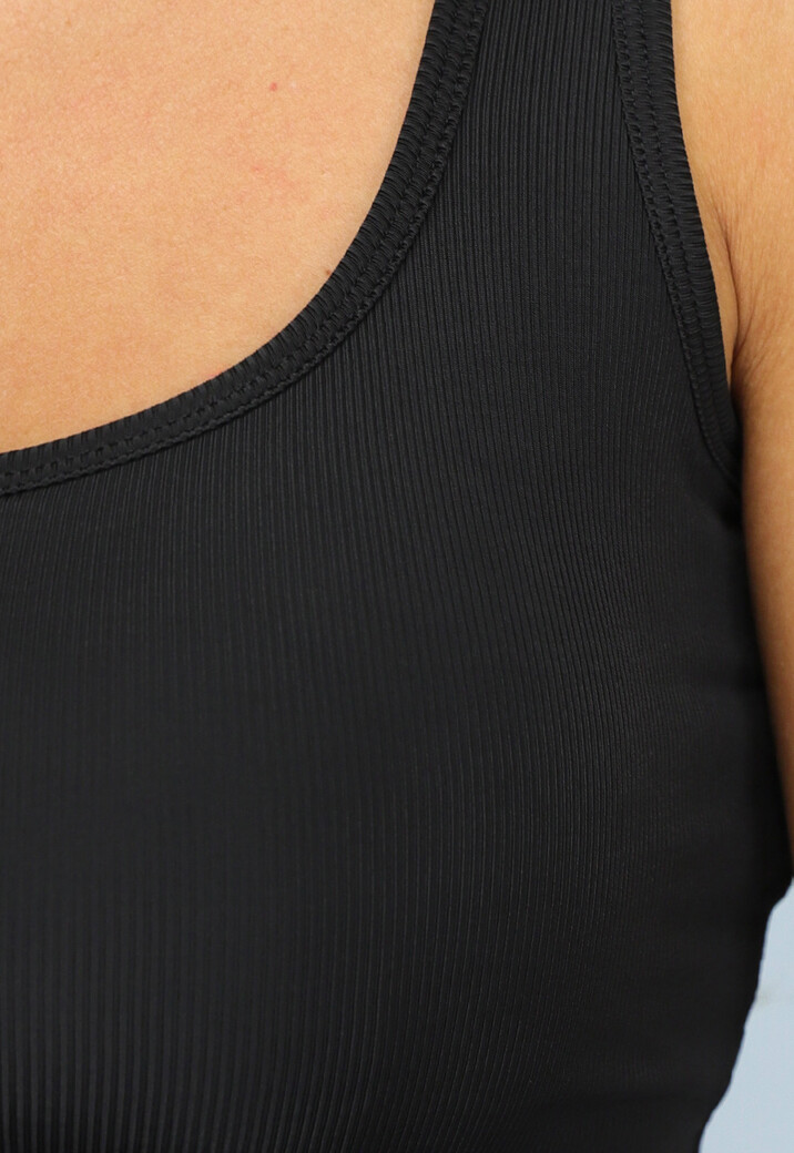 Zwarte Rib Tanktop met Pads