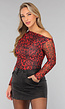 Geplooide Top met Panterprint in Rood