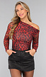 Geplooide Top met Panterprint in Rood