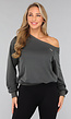One Shoulder Antraciet Trui