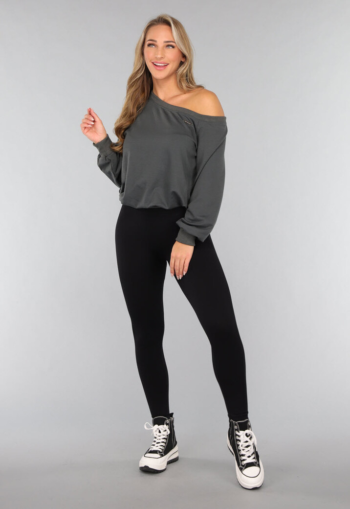 One Shoulder Antraciet Trui