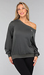 One Shoulder Antraciet Trui