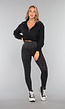Zwart Trainingsjack met Halve Rits