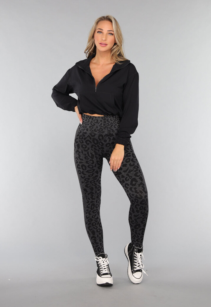 Zwart Trainingsjack met Halve Rits