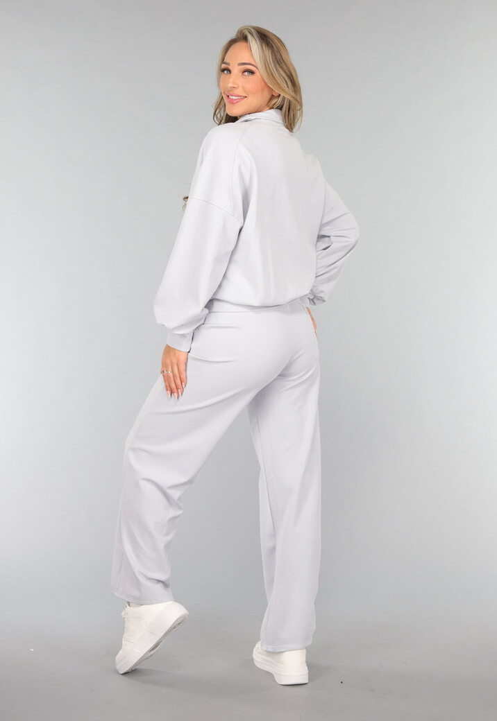 Oversized Trui met Rits in Lichtblauw