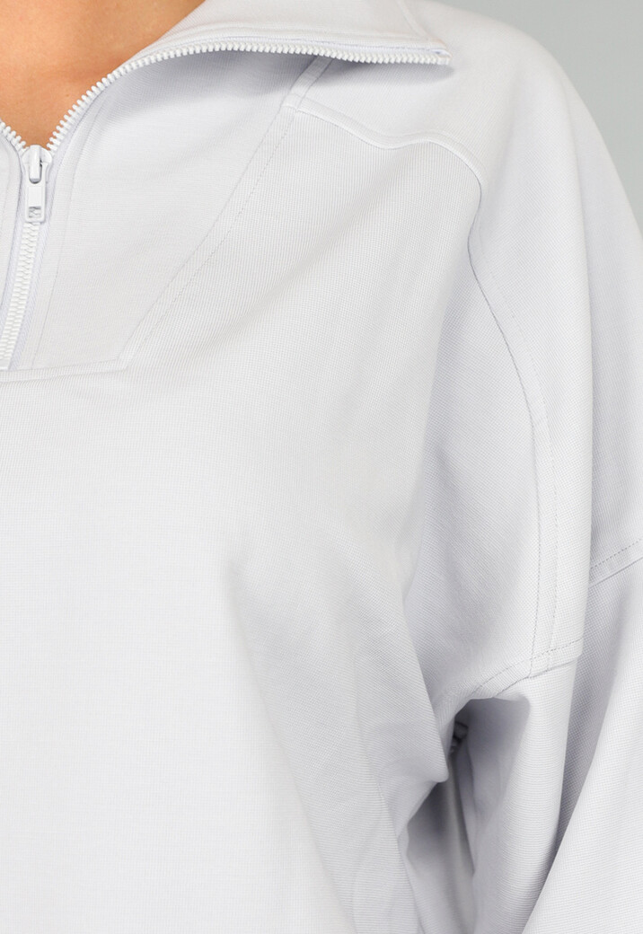 Oversized Trui met Rits in Lichtblauw